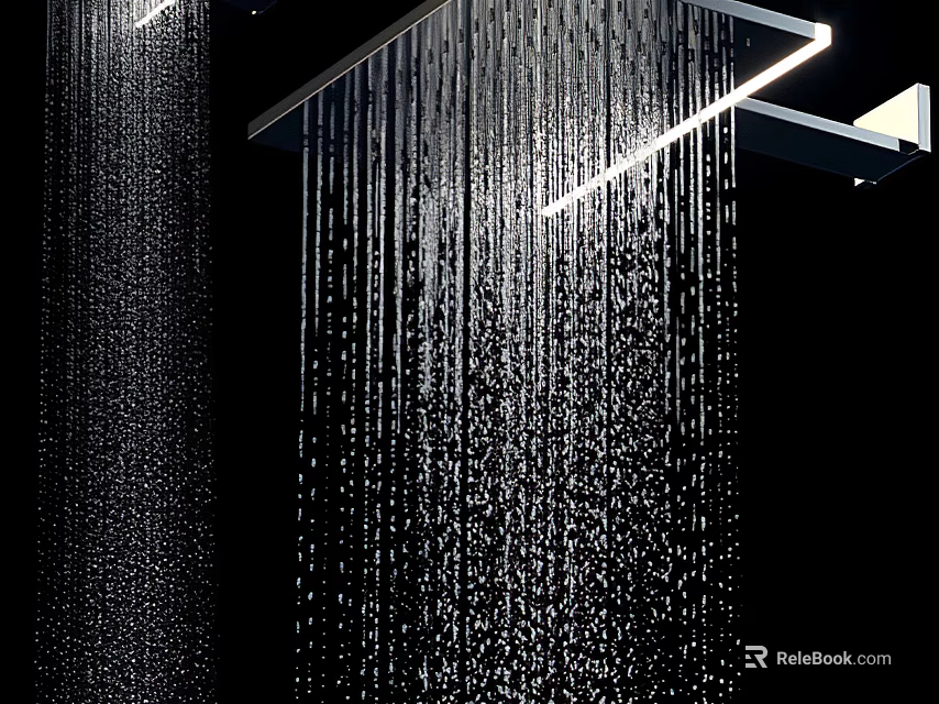 Rainfall Shower Head with Powerful Water Flow and LED Lighting for Modern Luxury Bathroom 3d model 