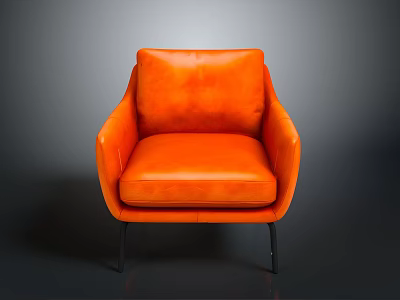 Stylish Comfortable Orange Armchair With Armrests Backrest And Metal Legs 3d model