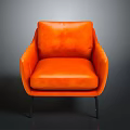 Stylish Comfortable Orange Armchair With Armrests Backrest And Metal Legs