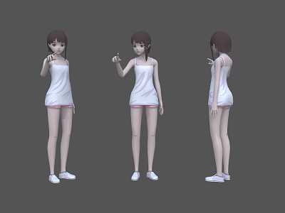 Cartoon Little Girl Three Shading 2 Two-dimensional Little Girl 3d model