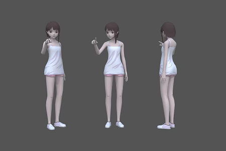 Cartoon Little Girl Three Shading 2 Two-dimensional Little Girl 3d model