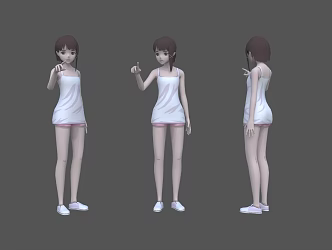 Cartoon Little Girl Three Shading 2 Two-dimensional Little Girl 3d model