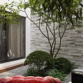Modern Living Room Interior Design With Wooden Ceiling LED Lights Dark Sofa And Decorative Art