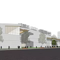 Modern Urban Commercial Street Design With Contemporary Buildings Trees And Pedestrians