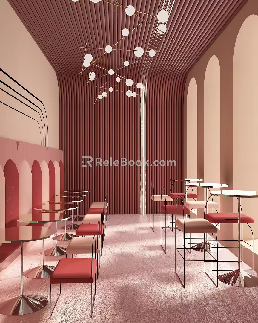 Modern Simple Restaurant Dining Table and Chair Set 3d model