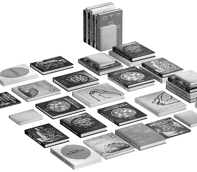 Various Books And Magazines With Artistic Cover Designs In Stacked 3d model