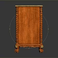 Antique Red Wooden Cabinet With Intricate Carved Patterns Gold Trim Pink Top And Carved Legs