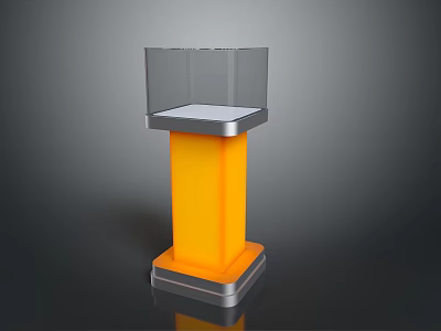 Modern Podium With Transparent Top Yellow Main Body And Silver Base 3d model