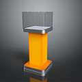 Modern Podium With Transparent Top Yellow Main Body And Silver Base