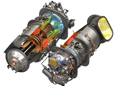 Industrial Equipment Cross Sectional View With Internal Gears Pipes And Components 3d model