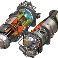 Industrial Equipment Cross Sectional View With Internal Gears Pipes And Components