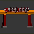Roller Coaster Structure With Orange Track Red Pillars And Seats