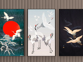 New Chinese Animal Painting Decorations Wall Decorations Hanging Painting Combination 3d model