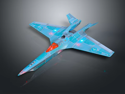 Futuristic Blue Spacecraft With Transparent Structure And Illuminated Cosmic Exploration Details 3d model