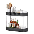 Black Two Tier Desktop Storage Shelf Organizing Stationery Books And Potted Plant