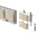 Structural Partition Design With Stone Panels And Internal Framework Components 3d model