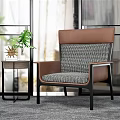 Modern single sofa chair side table 3d model