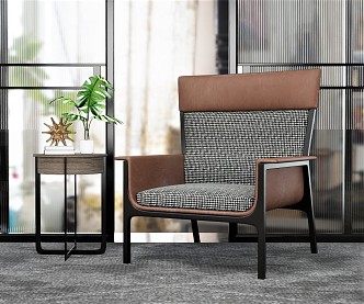 Modern single sofa chair side table 3d model