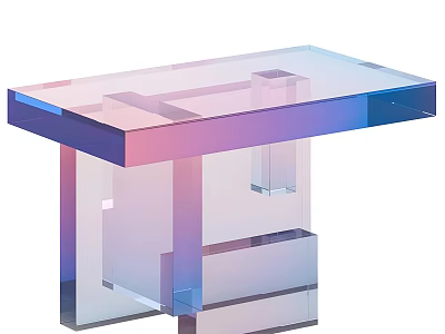 Transparent Acrylic Table With Gradient Pink Blue Purple Colors And Modern Geometric Design 3d model