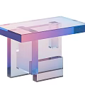 Transparent Acrylic Table With Gradient Pink Blue Purple Colors And Modern Geometric Design