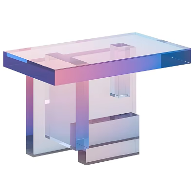Transparent Acrylic Table With Gradient Pink Blue Purple Colors And Modern Geometric Design 3d model