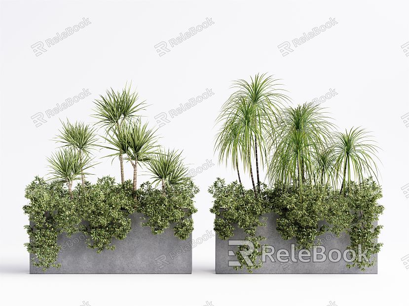 Modern potted plant potted potted combination model