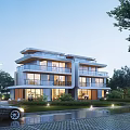 Modern Industrial Factory Building With Glass Curtain Walls Trees Lawns And Landscaped Surroundings