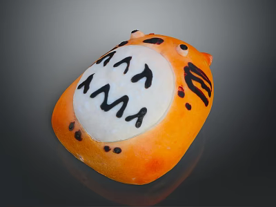 Tiger Shaped Food With Orange Body Black Stripes And White Center 3d model