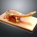Golden Turtle Sculpture On Shiny Golden Base With Detailed Design
