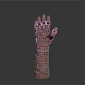 Game and Movie Character Red Metallic Robotic Arm with Detailed Mechanical Structure