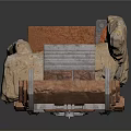Brown Industrial Equipment With Vertical Layered Grid Design And Stand Base