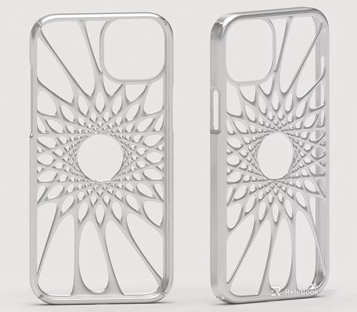 Phone Case With Silver Hollow Out Intricate Sunflower Radial Pattern Design 3d model 