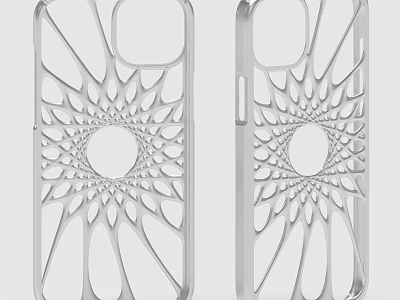 Phone Case With Silver Hollow Out Intricate Sunflower Radial Pattern Design 3d model