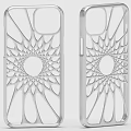 Phone Case With Silver Hollow Out Intricate Sunflower Radial Pattern Design