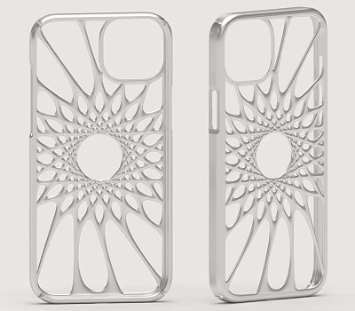 Phone Case With Silver Hollow Out Intricate Sunflower Radial Pattern Design 3d model