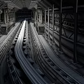 Modern Road Infrastructure Featuring Underground Tunnel With Metal Support Frames And Illuminated Railway Tracks 3d model