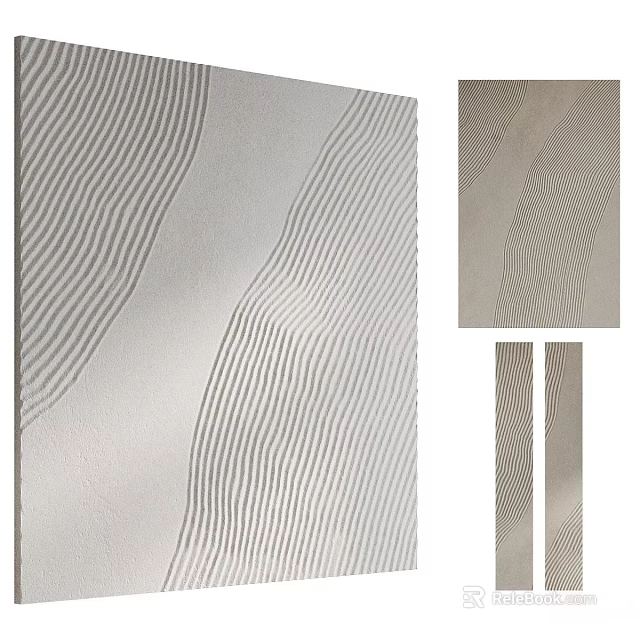 Modern Textile Wall Hanging With Wavy Striped Patterns In Neutral Tones For Home Decor 3d model 