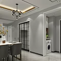 Modern Light Luxury Living And Dining Room With Stylish Chandelier And Comfortable Sofa Interior Design