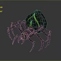 Fantasy Spider Creature With Black Body Green Glowing Stripes And Sharp Legs