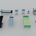 Diverse Medical Equipment Collection With Examination Tables Stools And Workstations 3d model