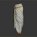 Traditional White Pants With Yellow Diamond Patterns And Decorative Yellow Belt