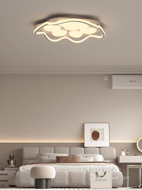 Modern Ceiling Light With Simple Design In Living Room Interior And Decorative Painting 3d model 