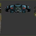 Blue Mech Warrior Character In Combat Armor With Gun And Equipment