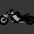 Black and White Modern Motorcycle With Shiny Engine Wheels and Reflection