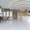 Beauty Salon Reception Area Interior With White Desk Marble Floor And Circular Lights
