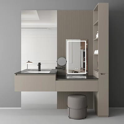 Modern Bathroom Interior Vanity Cabinet With Mirror Sink Countertop And Storage 3d model