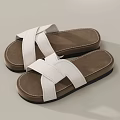Women's White Crisscross Straps Leather Flat Sandals With Brown Soles And Simple Design