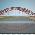 Bridge Red Steel Structure Bridge on Expressway Cable Bridge Arch Bridge Landscape Bridge Simple Structure 3d model