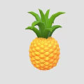 Fresh Ripe Pineapple With Green Leafy Crown And Yellow Juicy Flesh