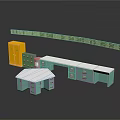 Modern Office Furniture Collection With Yellow Gray Green Cabinets And White Desk